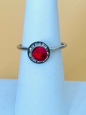 Adjustable gold plated ruby red Ring